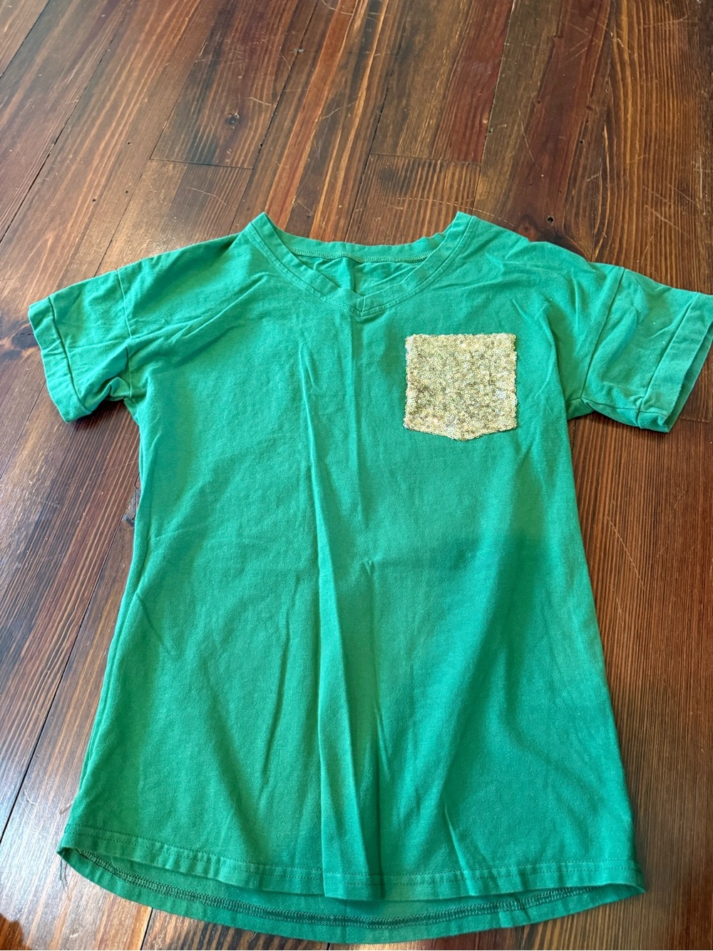Green Pocket Tee with Sequin Patch